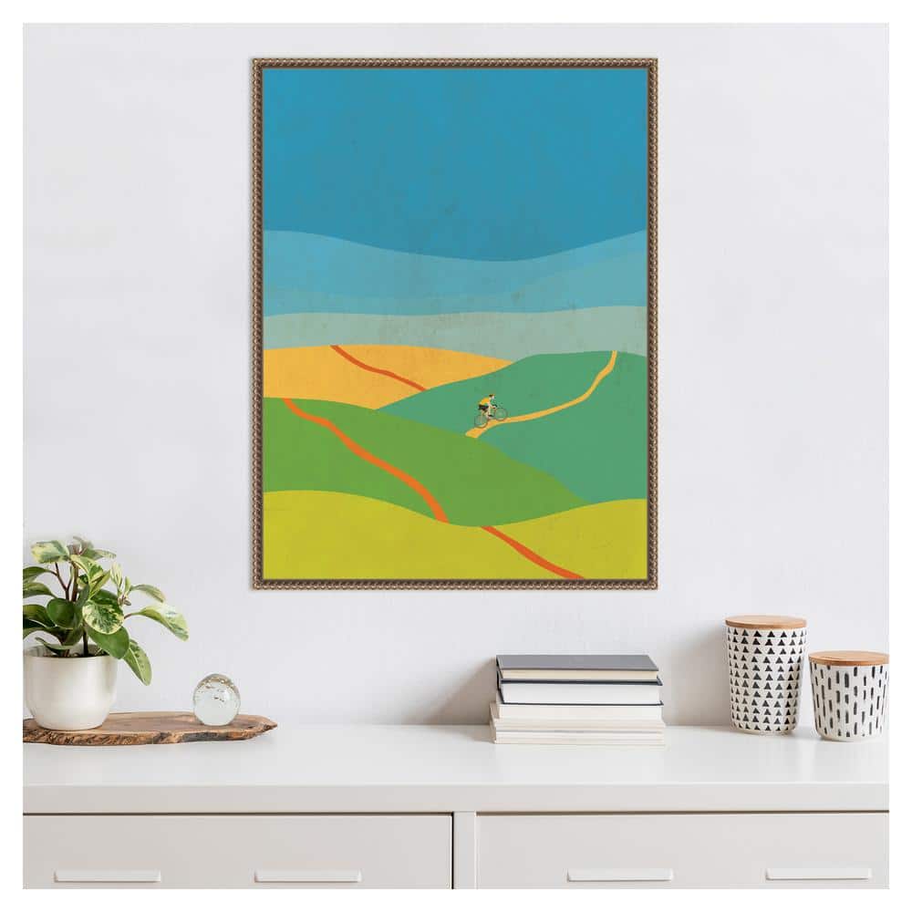 Vibrant Abstract Nature Vista Canvas Wall Art with Beaded Frame