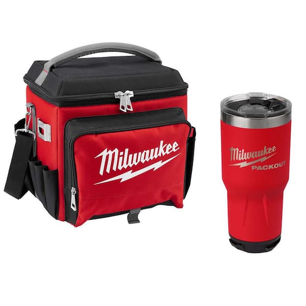 21 Qt. Soft Sided Jobsite Lunch Cooler with PACKOUT Red 30 oz. Tumbler