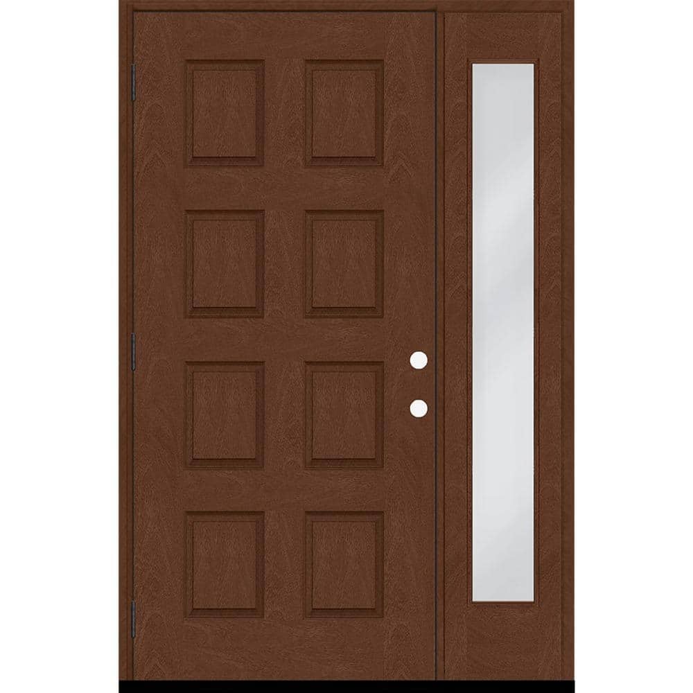 Regency 57 in. x 96 in. 8-Panel RHOS Chestnut Stain Mahogany Fiberglass Prehung Front Door with 12 in. Sidelite price history on PriceWatchPro