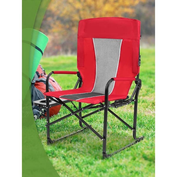HOMEFUN Red Heavy-Duty 600D Oxford Fabric Camping Outdoor Chairs