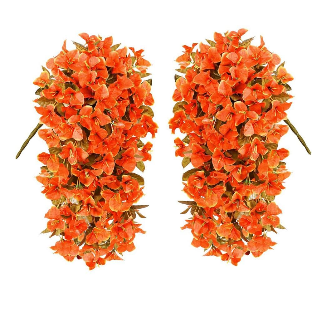 Orange Artificial Bougainvillea Flowers, 2-Pack L0FBLBHT6Z - The