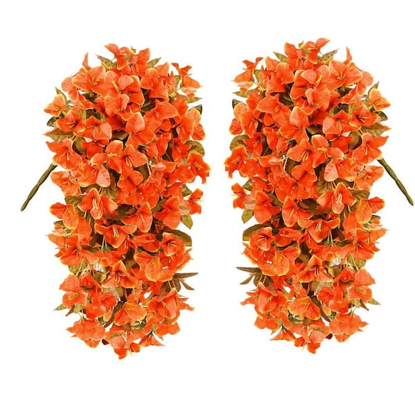 Orange Artificial Bougainvillea Flowers, 2-Pack L0FBLBHT6Z - The