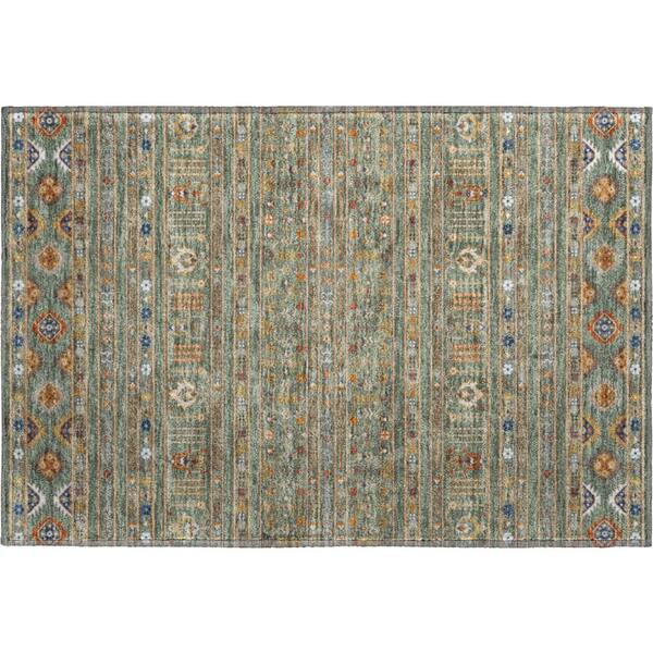 Mayfield Premium Machine Washable Abstract AMF2244 Sage 2 ft. x 3 ft. Accent Rug