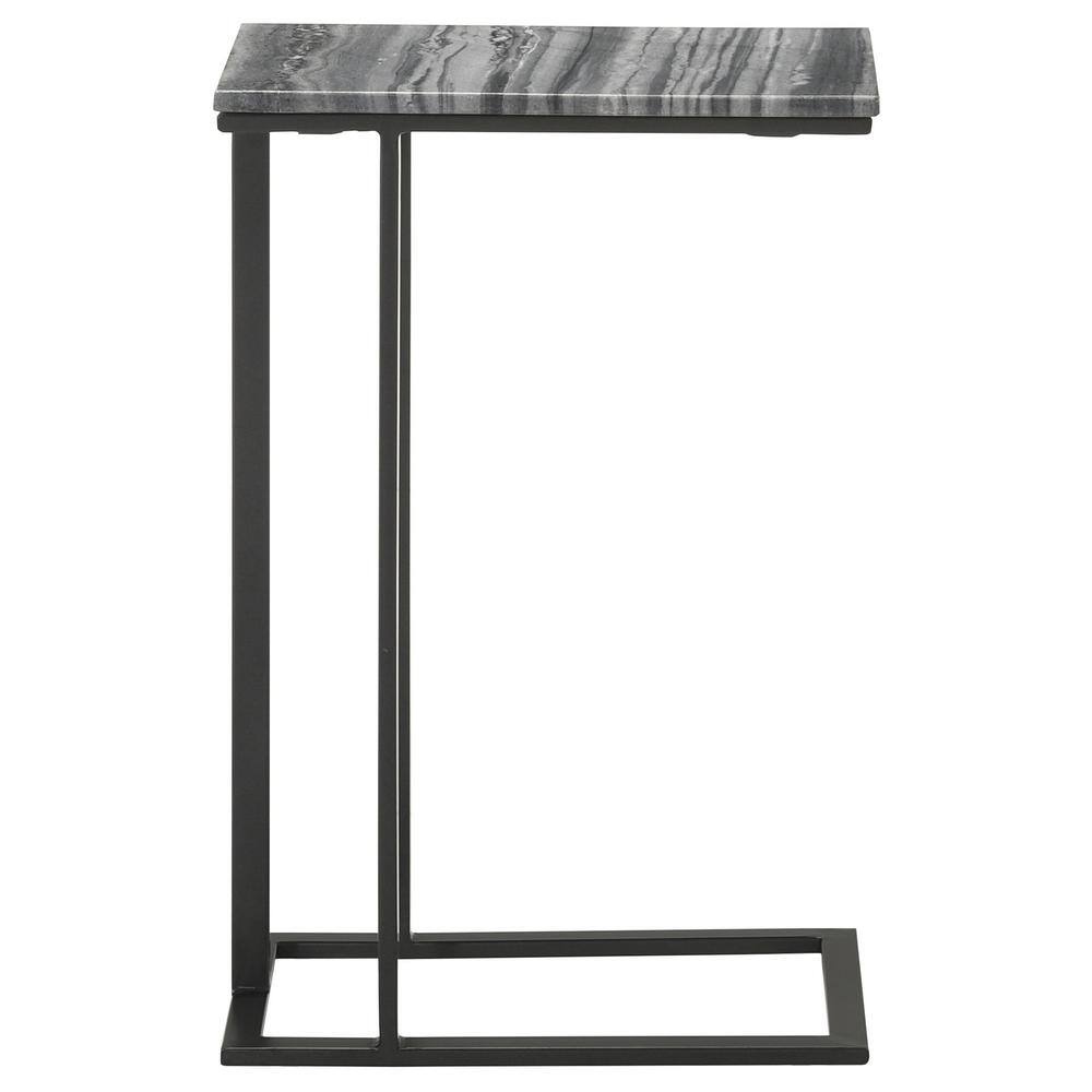 Vicente Black and Gray Marble Top Accent Table with Storage
