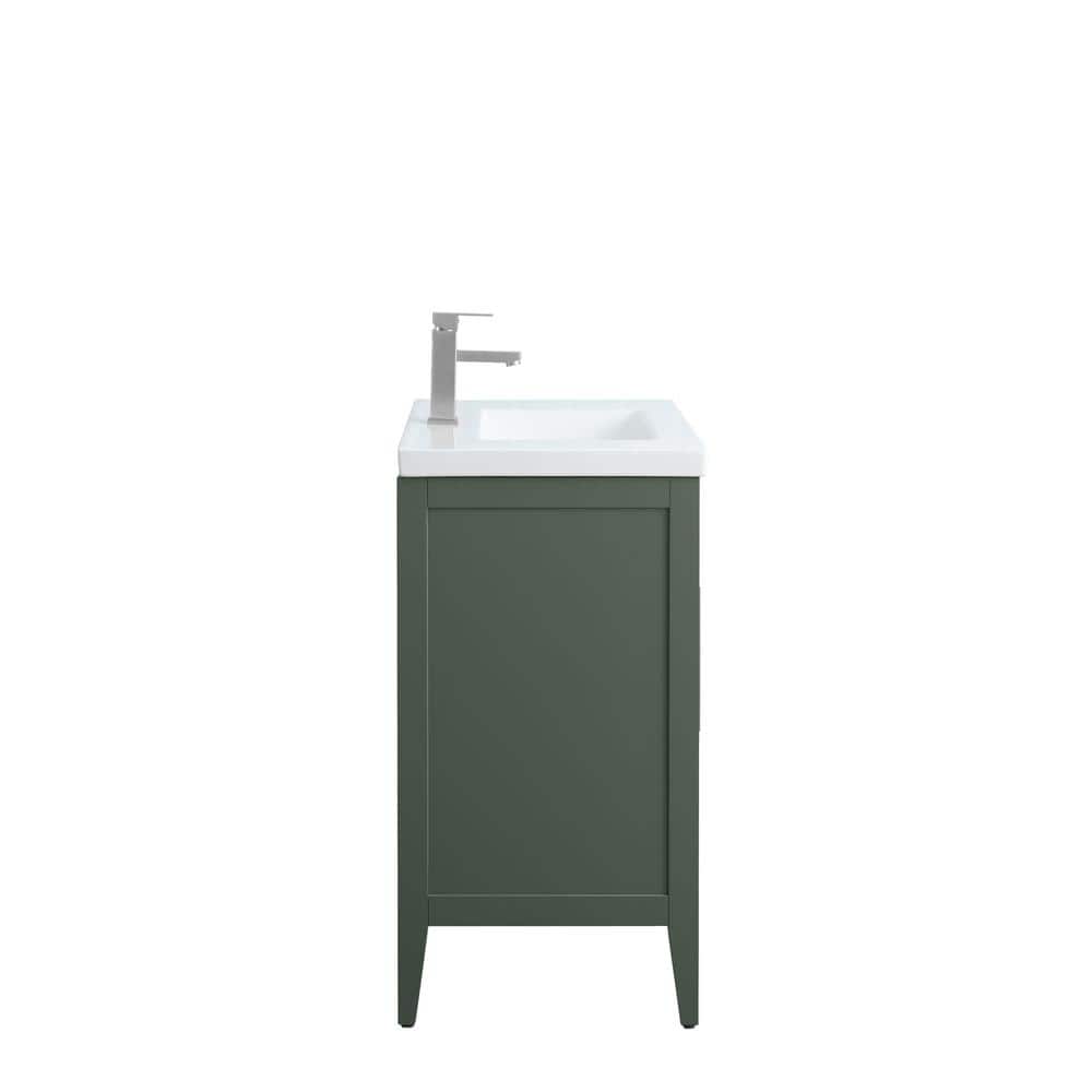 30" Vintage Green Single Sink Bathroom Vanity with Ceramic Top
