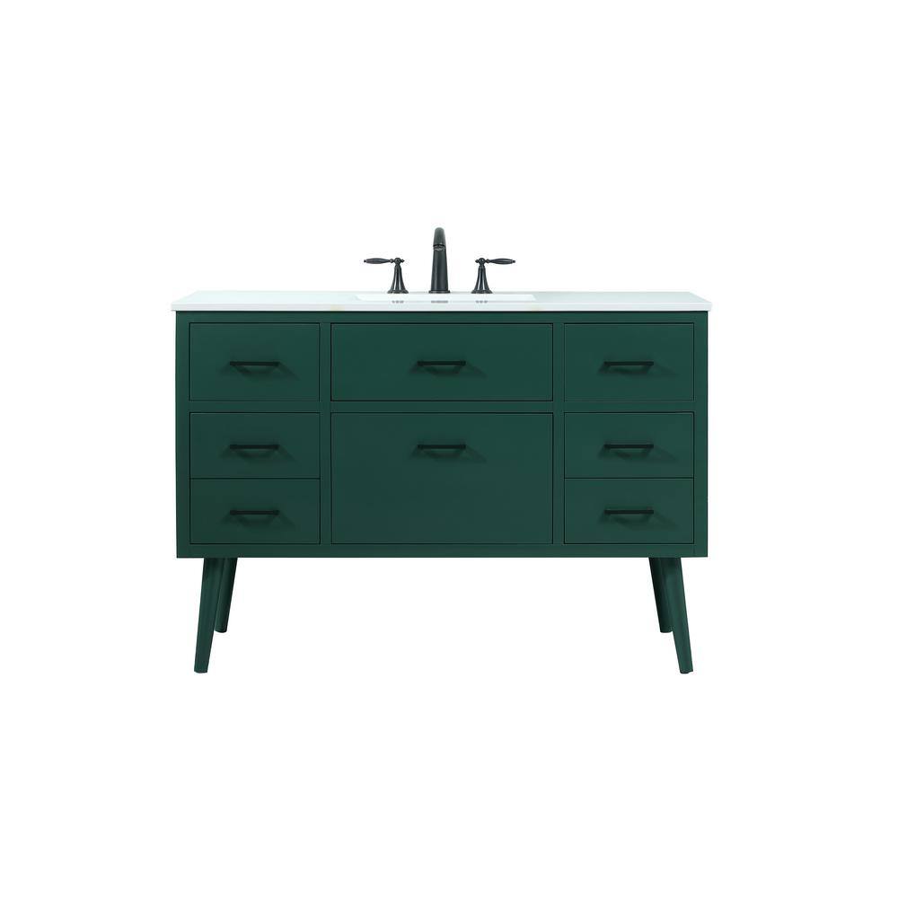 Simply Living 48 in. W x 22 in. D x 33.5 in. H Bath Vanity in Green with Iv