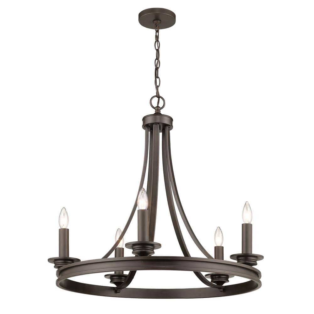 Rubbed Bronze Transitional 5-Light Candelabra Chandelier