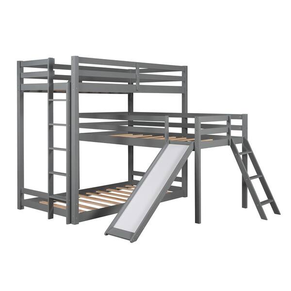 bunk beds with a slide attached