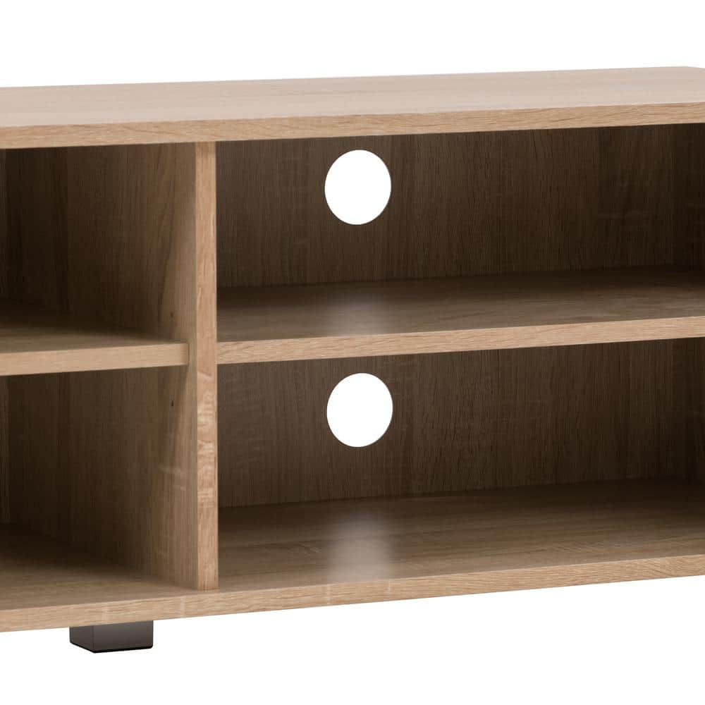 Brown Wood Grain TV Stand with Cabinet for 85" TVs