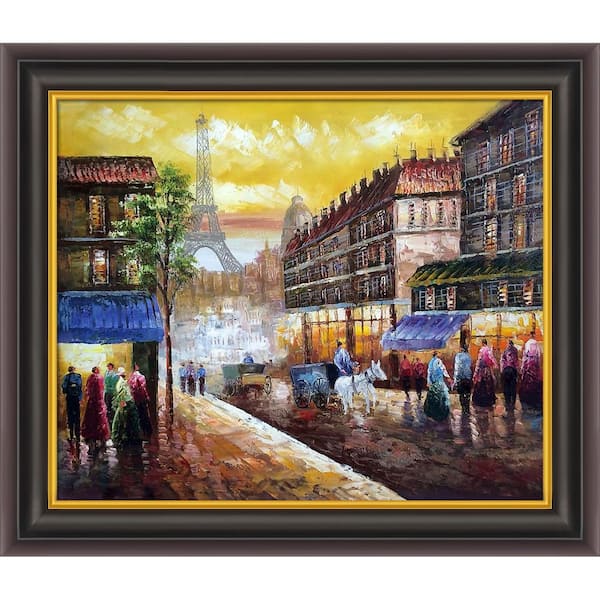 LA PASTICHE Evening's Delight in Paris by Unknown Artists Opulent Framed Abstract Oil Painting Art Print 26 in. W. x 30 in.