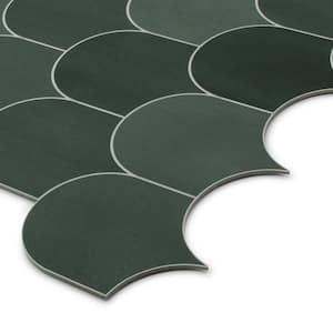 Fish Scales Green 11.4 in. x 10.9 in. Peel and Stick Backsplash Handmade Looks Stone Composite Tile (8.62 sq. ft./Case)