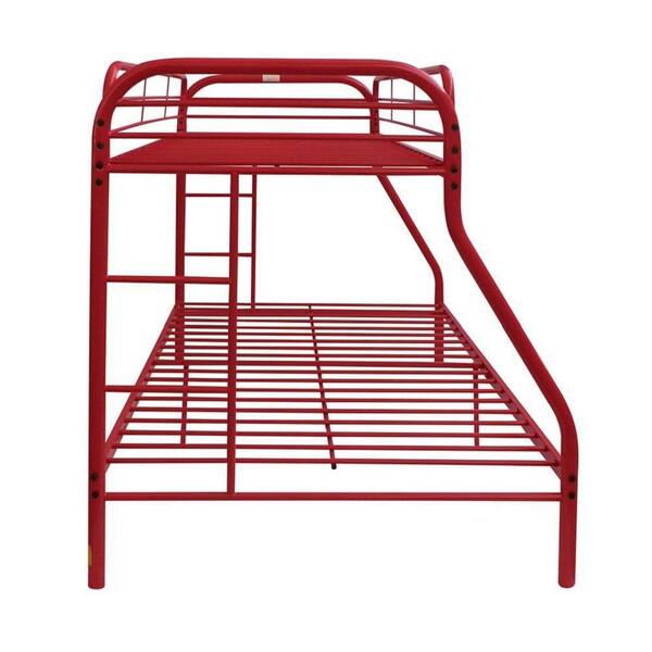 Benjara Tritan Red Full Adjustable Bunk Bed with Metal Frame 