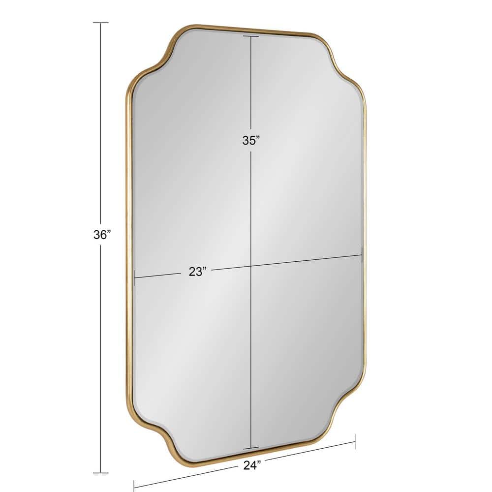 Gold Scalloped Rectangular Wood Wall Mirror 24" x 36"