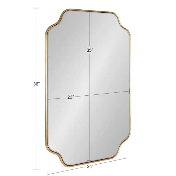 Plumley 36 in. H x 24 in. W Glam Irregular Framed Scalloped Gold Wall Mirror