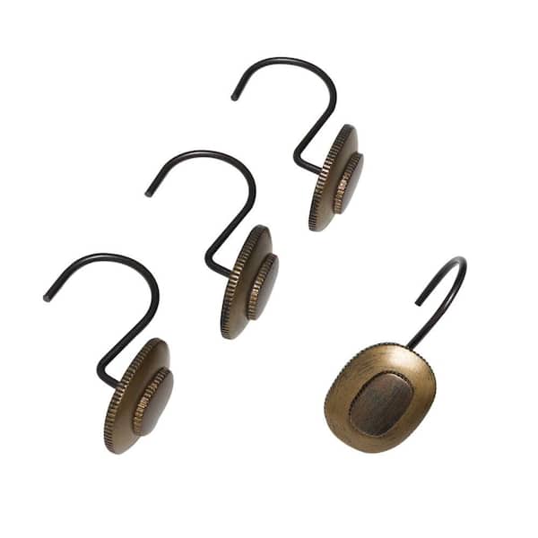 India Ink Desoto Shower Curtain Hooks in Shades of Oil Rubbed Bronze, Gold and Bronze (12-Pack)