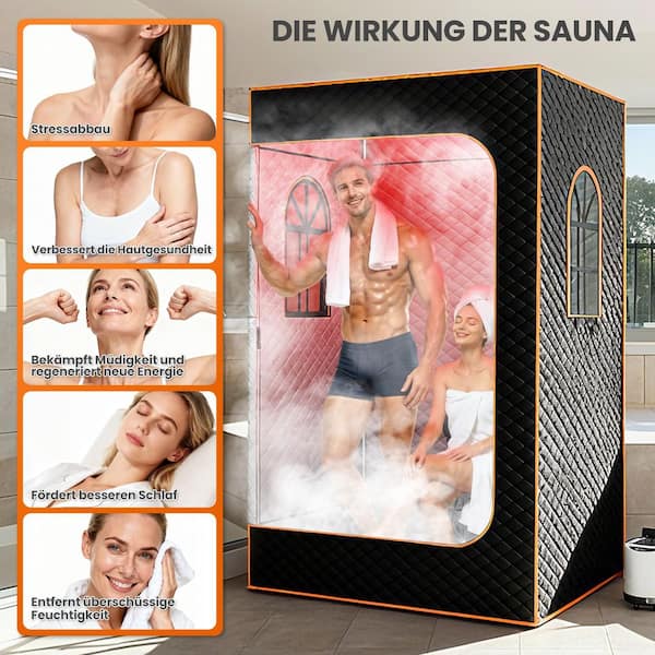 2-Person Portable Sauna Box with 2-Steamers and 2 Folding Chairs, 3 Windows, Red Light Therapy Tent with 2 Therapy Lamps