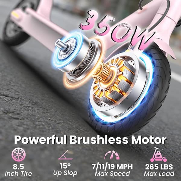 Wudkey 2-Wheel Pink Foldable Kids Electric Scooter, 350W Motor, 12