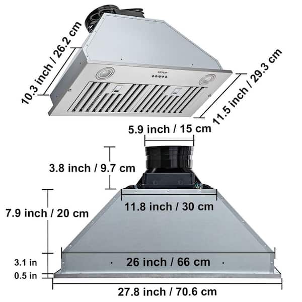 26 inch range hood insert