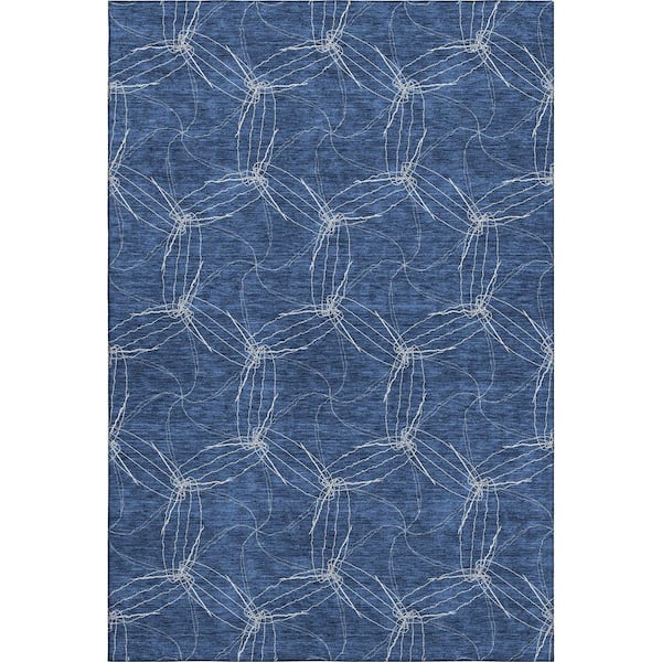 Addison Rugs Mayfield Premium Machine Washable Abstract AMF968 Navy 10 ft. x 14 ft. Area Rug