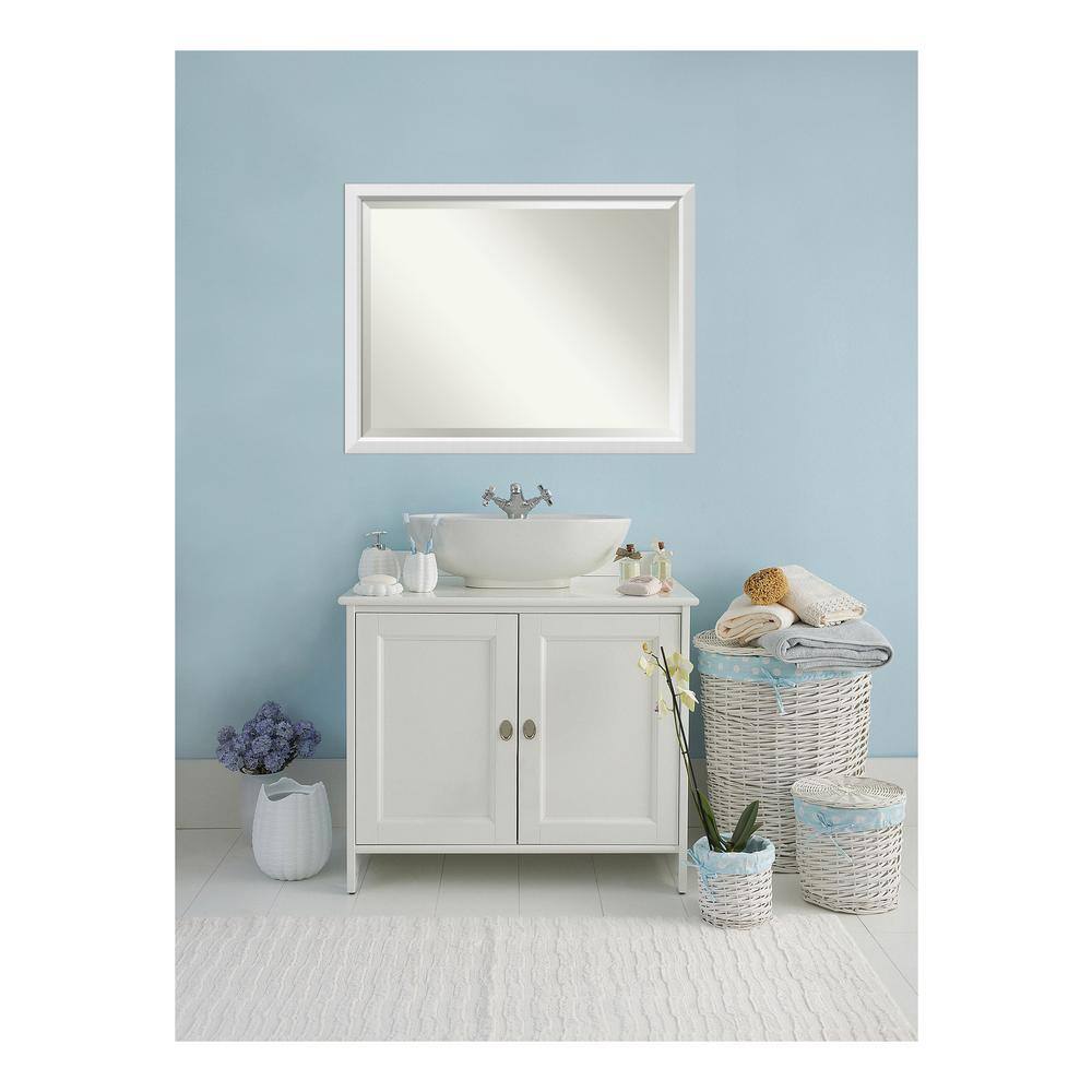 Blanco White Rectangular Wood Framed Bathroom Vanity Mirror