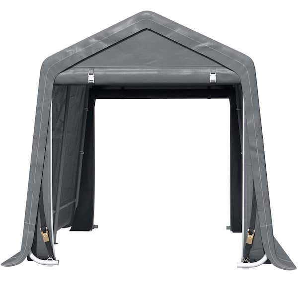 7.8 ft. W x 9 ft. D x 7.8 ft. H Grey Roof Steel Carport
