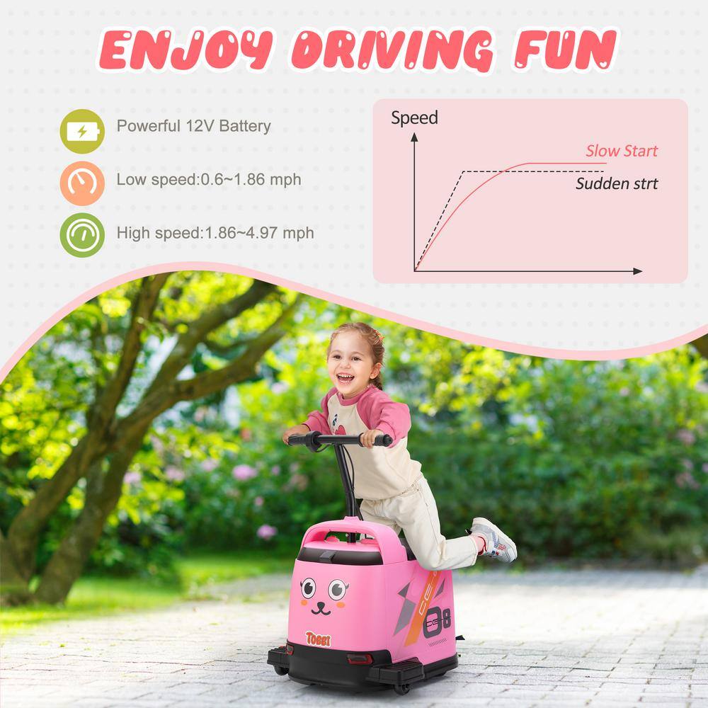 Tobbi 12V Electric Box Car with High-Low Speeds, Variable Speed Throttle, Horn, Music, Battery Powered Ride On for kids 8-12