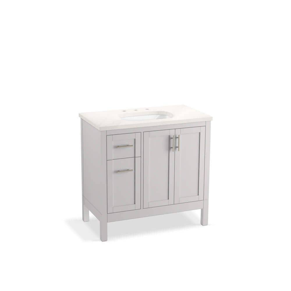 37" Atmos Grey Single Bathroom Vanity Set with Quartz Top