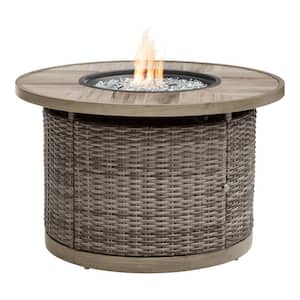 Avondale 39.96 in. x 25 in. Round Steel Propane Gas Gray Fire Pit