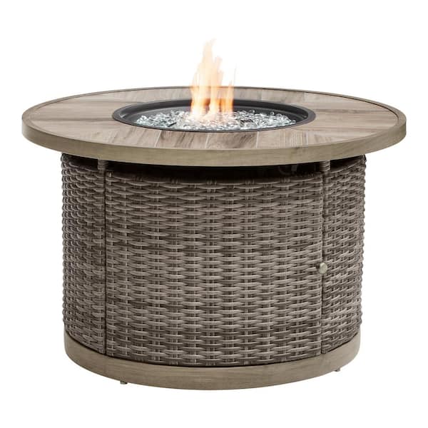 Home Decorators Collection Avondale 39.96 in. x 25 in. Round Steel Propane Gas Gray Fire Pit