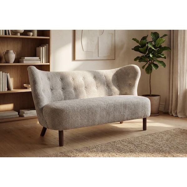 Avichai 57.87 Chenille 2-Seater Upholstered Loveseat with Curved Backrest in Camel