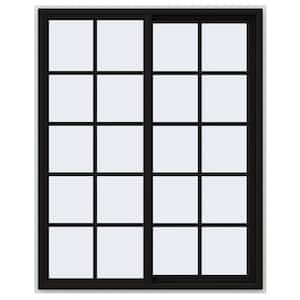 48 in. x 60 in. V-4500 Series Black FiniShield Vinyl Right-Handed Sliding Window with Colonial Grids/Grilles