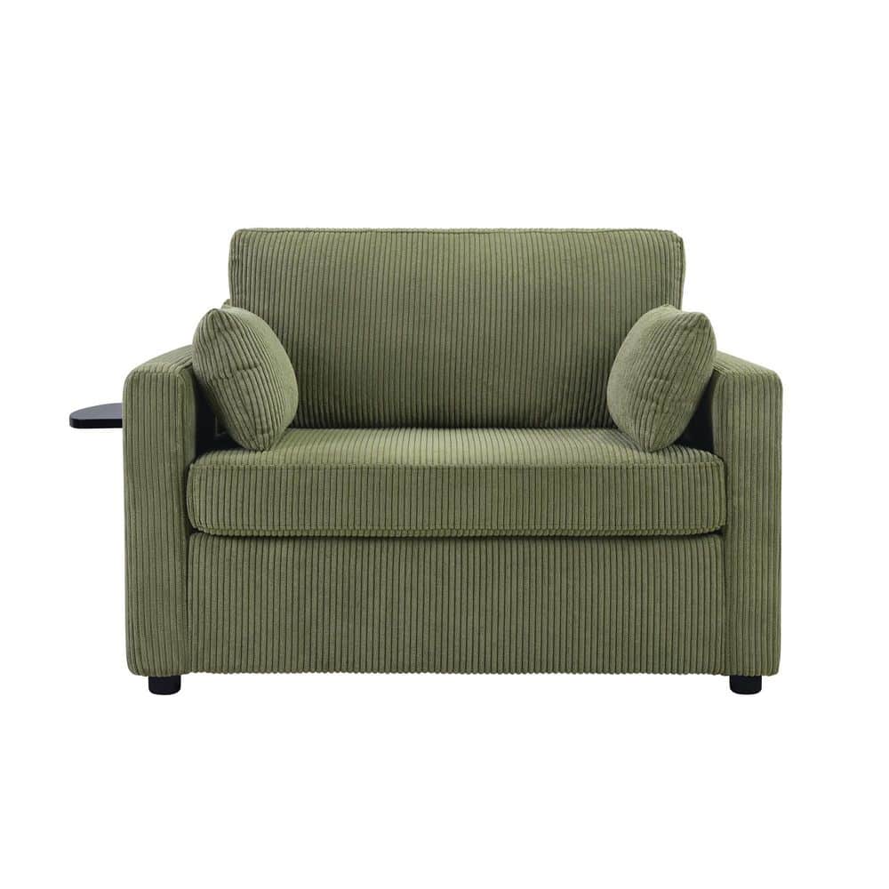 47.2 in. Green Corduroy Twin Size Sofa Bed with USB Ports, Foldable Mattress and Side Table price history on PriceWatchPro