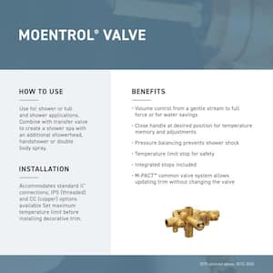 Moentrol Pressure-Balancing Volume-Control Tub and Shower Valve - 1/2 in. CC Connection