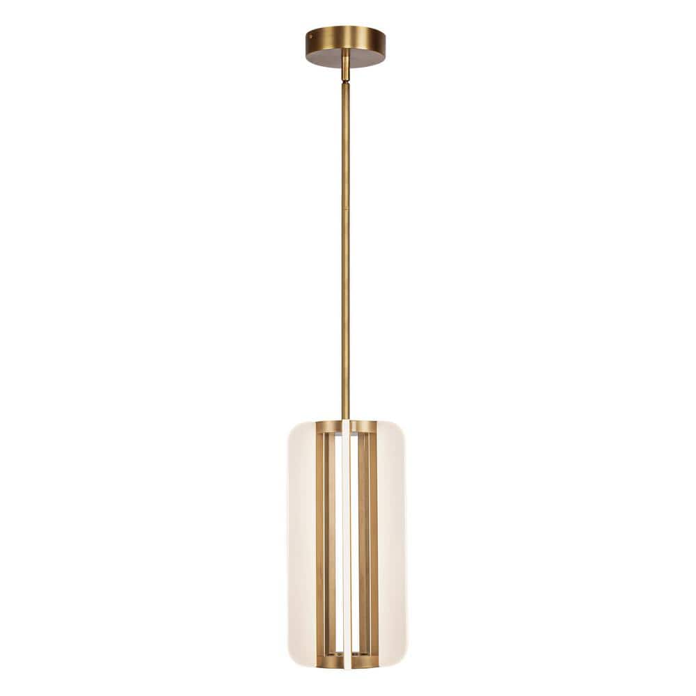 anders 7 in. 1-Light 29-Watt Vintage Brass Integrated LED Pendant Light