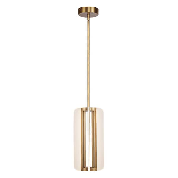 ALORA anders 7 in. 1-Light 29-Watt Vintage Brass Integrated LED Pendant Light