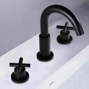 8 in. Widespread Double Handle High Arc Spout Bathroom Faucet in Matte Black