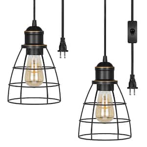 EDISHINE 60-Watt 1-Light Brushed Nickel Shaded Pendant Light with Etched Glass Shade, No Bulbs Included