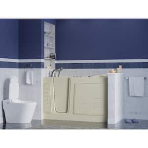 HD Series 60 in. Left Drain Quick Fill Walk-In Whirlpool Bath Tub with Powered Fast Drain in Biscuit