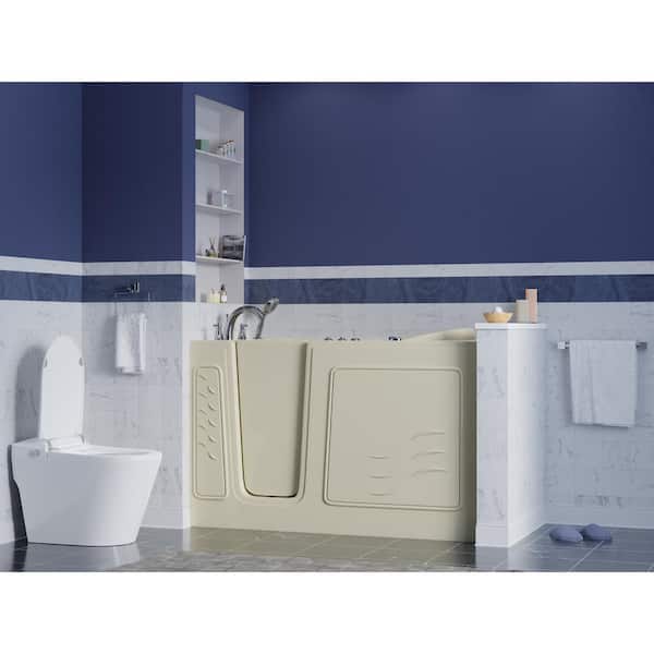 Universal Collection 30 in. L x 59 in. W Whirlpool Jetted Bathtub with Left Drain in Biscuit with Powered Fast Drain