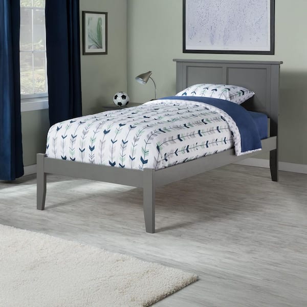 Madison Grey Twin Platform Bed with Open Foot Board