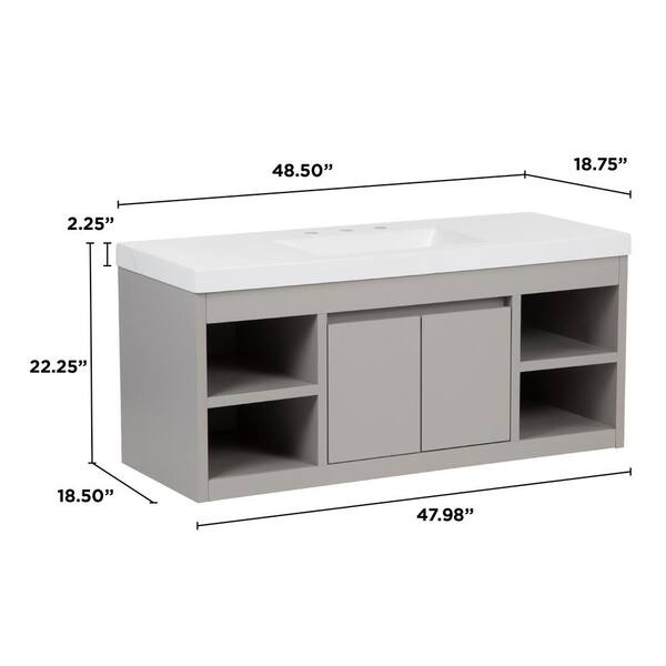 Home Decorators Collection Stockley 18 in. W x 19 in. D x 22 in. H Single  Sink Floating Bath Vanity in Forest Elm with White Cultured Marble Top  B36X20167 - The Home Depot