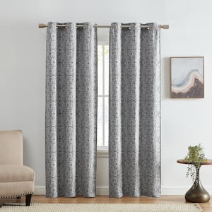 Berber Charcoal Polyester Ikat 37 in. W x 63 in. L Grommet Top Indoor Blackout Curtains (Set of 2)