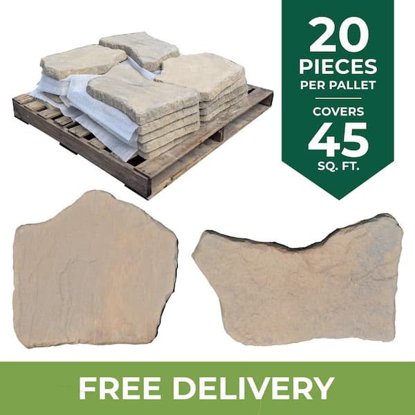 20 x 17 in. and 21 x 13 in. w/ 1.5in Irregular Tan Variegated Concrete Step Stone Kit (20-Pieces/45 Sq. Ft./Pallet)