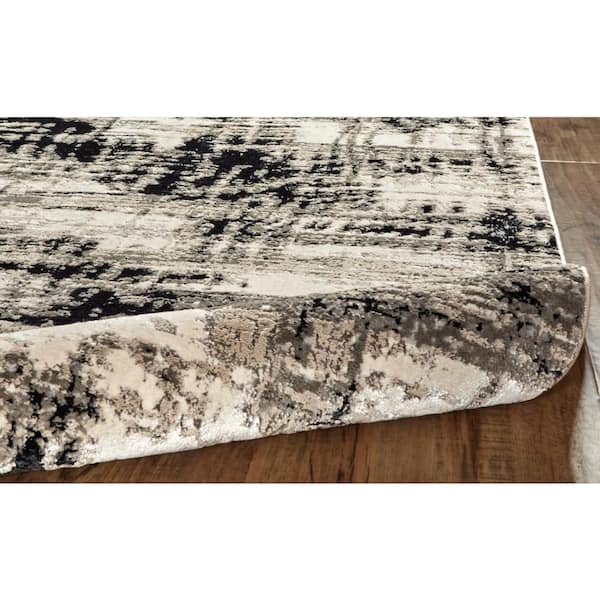 Black and White Abstract 2 ft. x 8 ft. Runner Rug