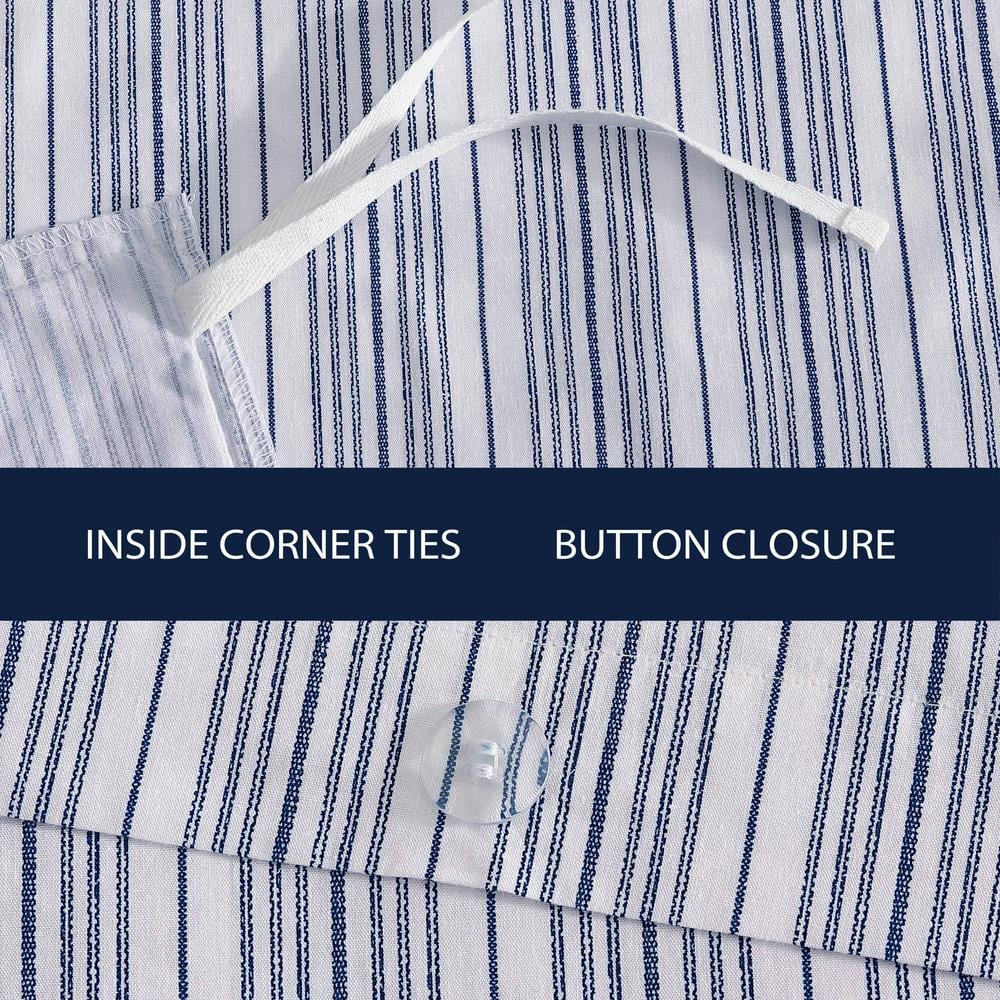 Twin Blue and White Cotton Nautical Duvet Cover Set