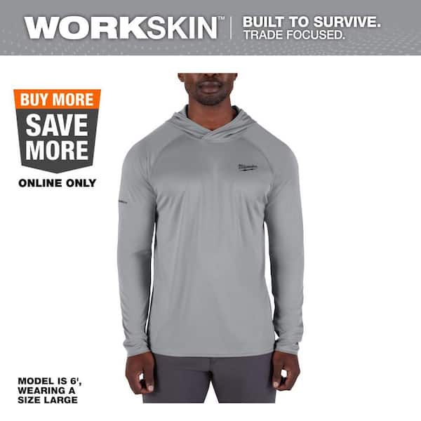 Milwaukee Men's WORKSKIN Gray Medium Hooded Sun Shirt