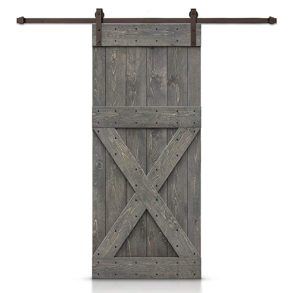 CALHOME 42 in. x 84 in. X Series Weather Gray Stained DIY Wood Interior ...