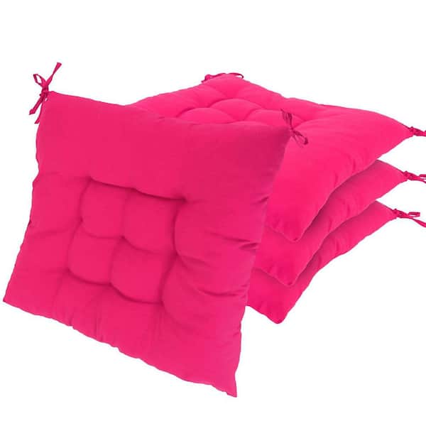 Thickened Non-Waterproof Pink Square Outdoor Seat Cushion (4-Pack)