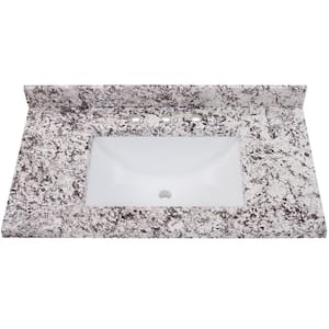 37 in. W x 22 in. D Cultured Marble White Rectangular Single Sink Vanity Top in Bianco Antico