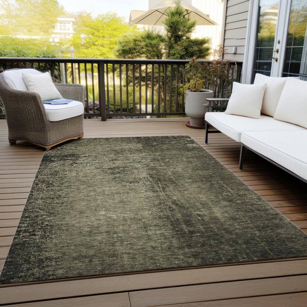 Gray Flat Woven Rectangular Washable Synthetic Rug 2'6" x 3'10"